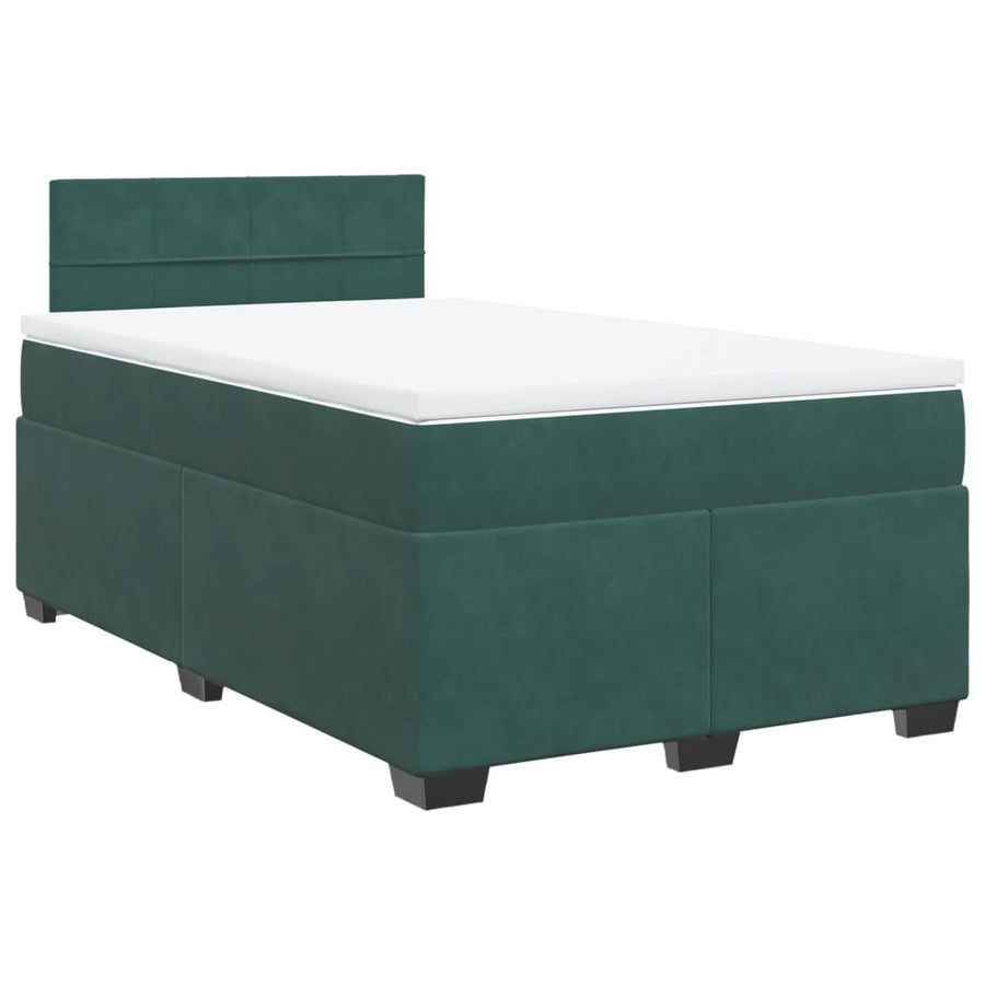 Boxspring met matras fluweel donkergroen 120x190 cm