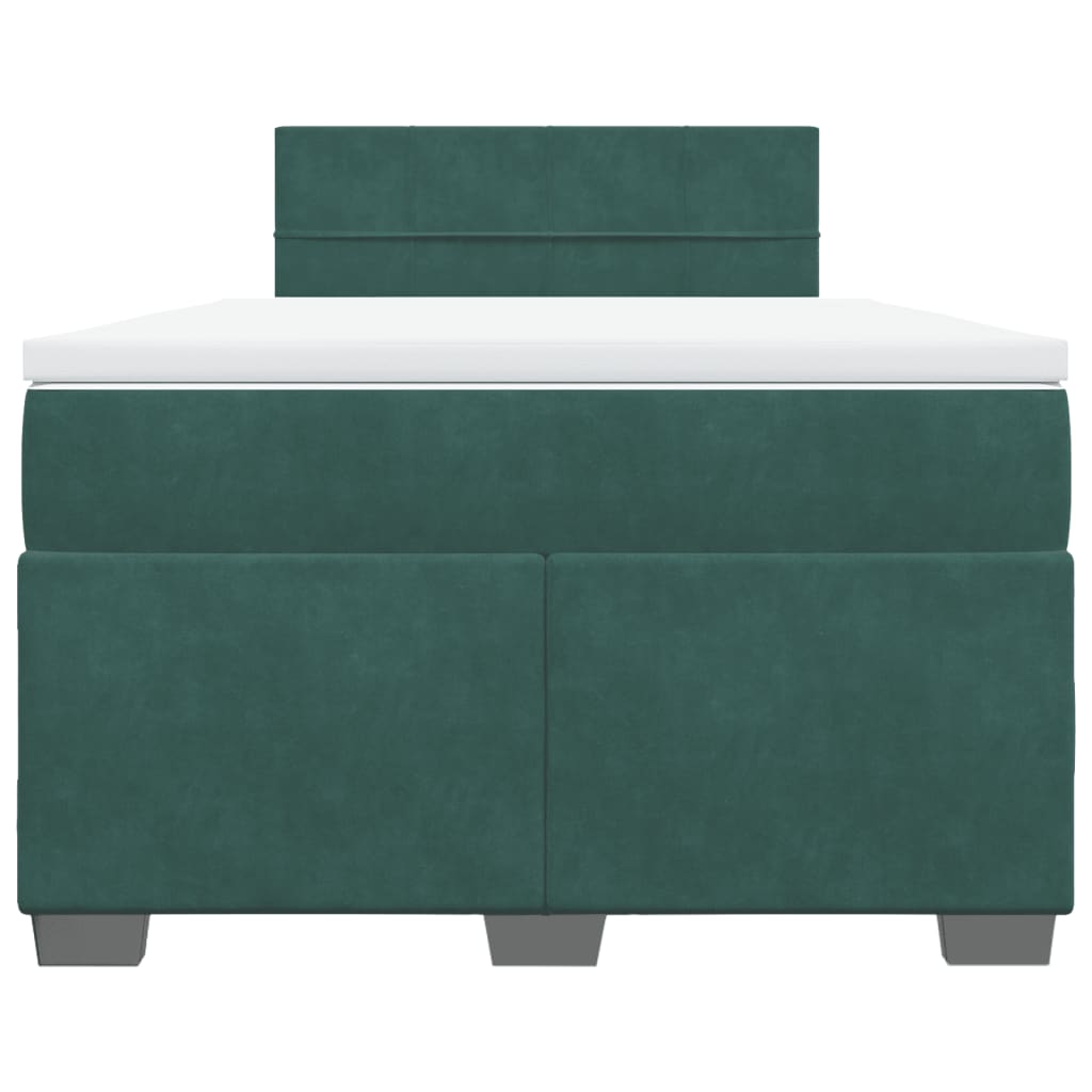 Boxspring met matras fluweel donkergroen 120x190 cm