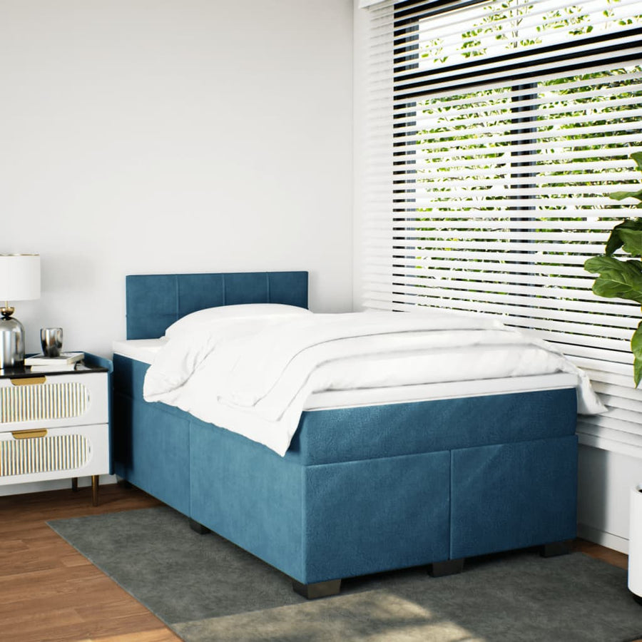 Boxspring met matras fluweel blauw 120x190 cm