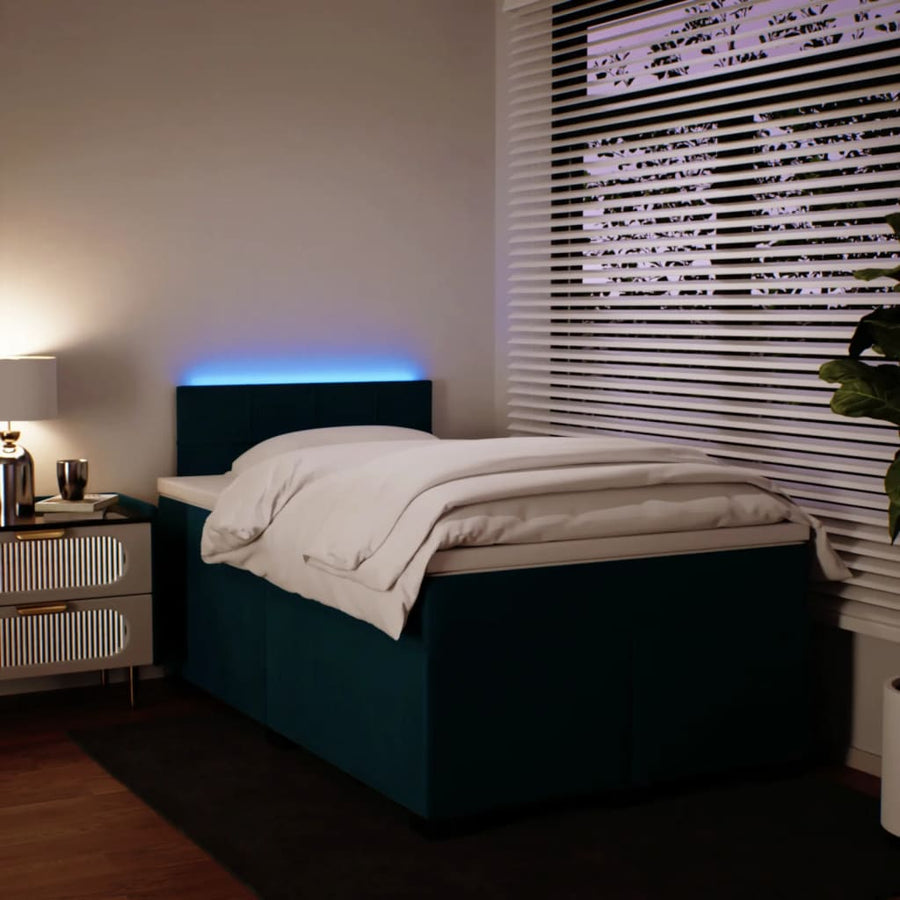 Boxspring met matras fluweel blauw 120x190 cm