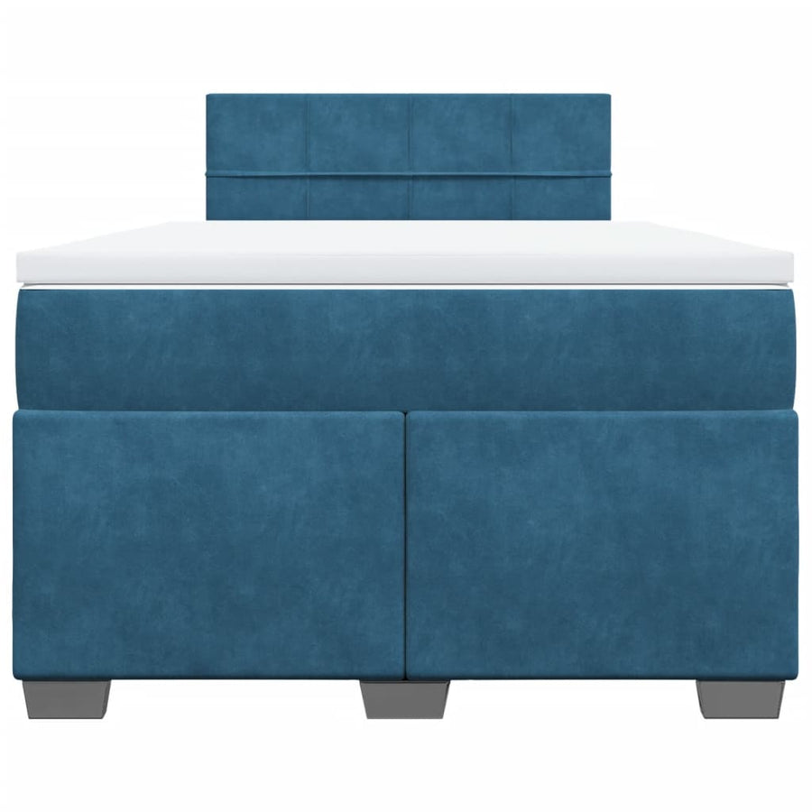 Boxspring met matras fluweel blauw 120x190 cm