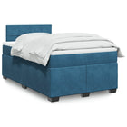 Boxspring met matras fluweel blauw 120x190 cm