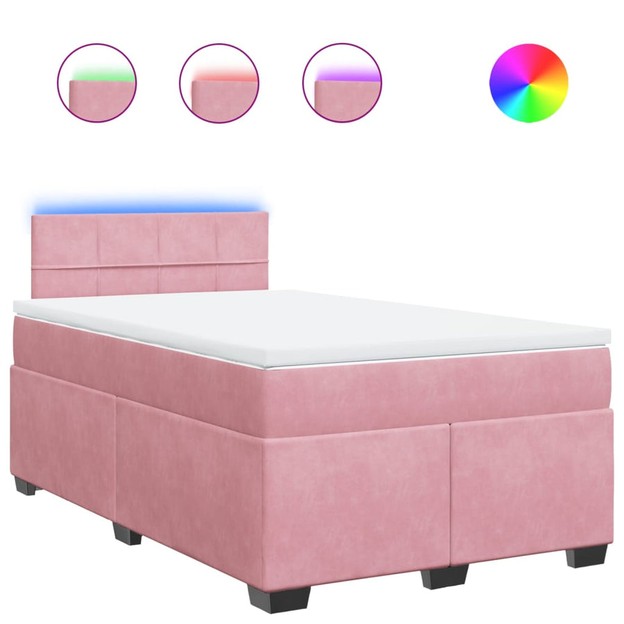Boxspring met matras fluweel roze 120x190 cm