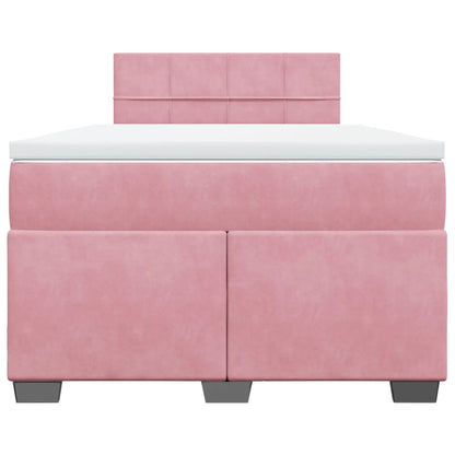 Boxspring met matras fluweel roze 120x190 cm