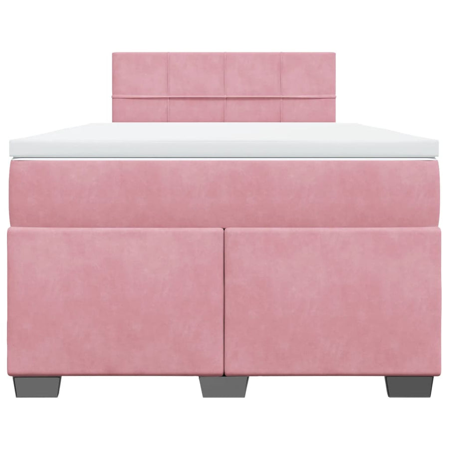 Boxspring met matras fluweel roze 120x190 cm