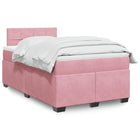 Boxspring met matras fluweel roze 120x190 cm