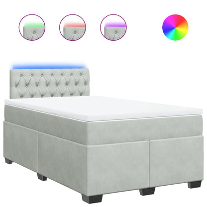 Boxspring met matras fluweel lichtgrijs 120x190 cm