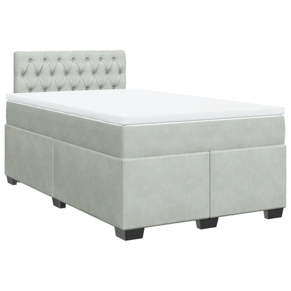 Boxspring met matras fluweel lichtgrijs 120x190 cm
