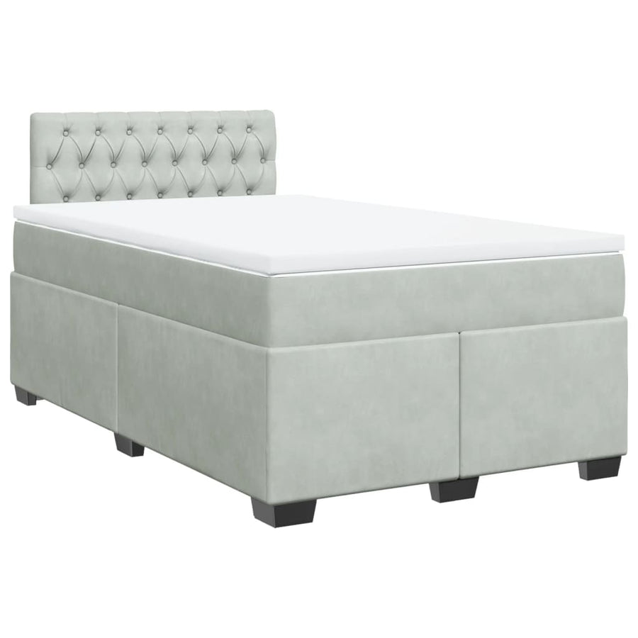 Boxspring met matras fluweel lichtgrijs 120x190 cm