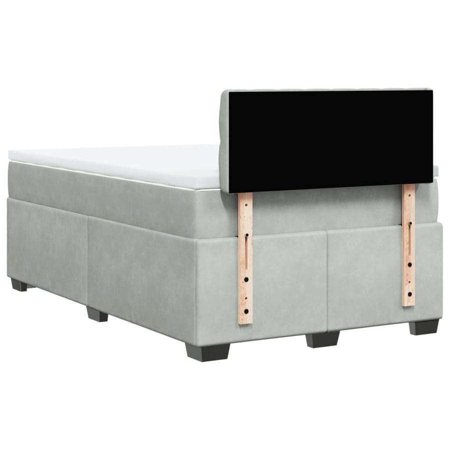 Boxspring met matras fluweel lichtgrijs 120x190 cm