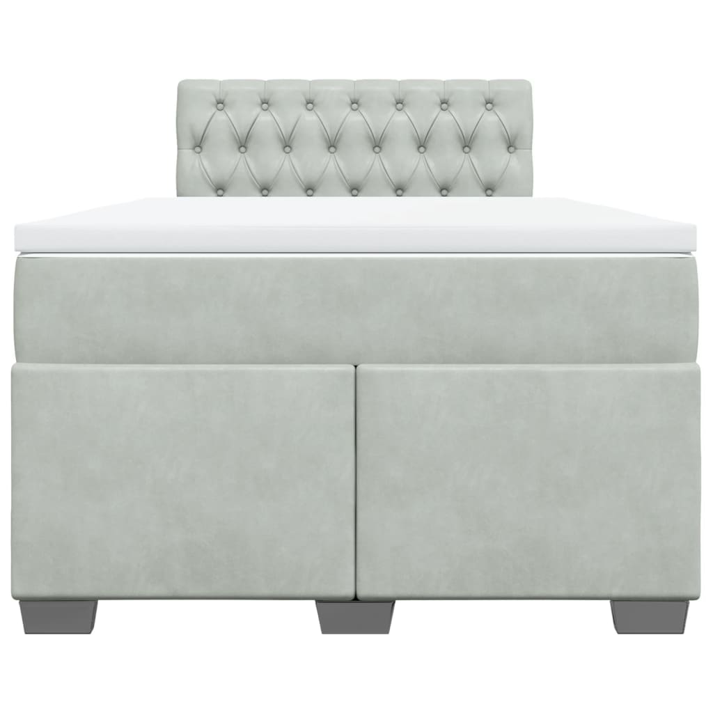 Boxspring met matras fluweel lichtgrijs 120x190 cm