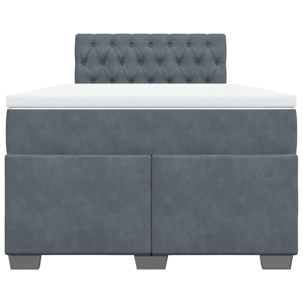 Boxspring met matras fluweel donkergrijs 120x190 cm