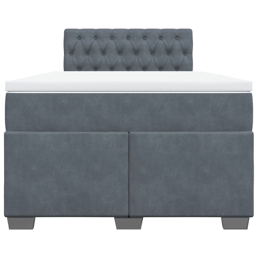 Boxspring met matras fluweel donkergrijs 120x190 cm