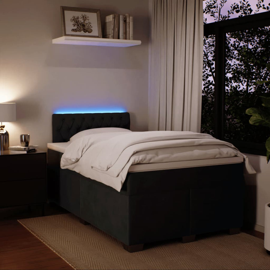 Boxspring met matras fluweel zwart 120x190 cm