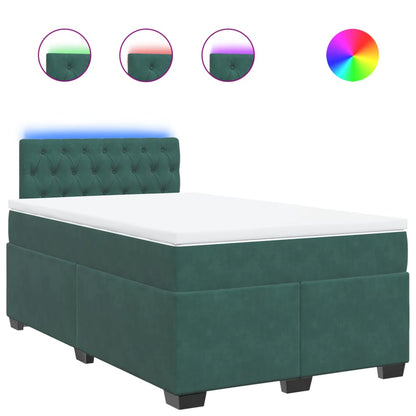 Boxspring met matras fluweel donkergroen 120x190 cm