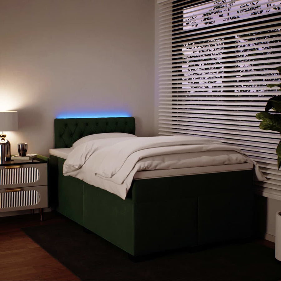 Boxspring met matras fluweel donkergroen 120x190 cm