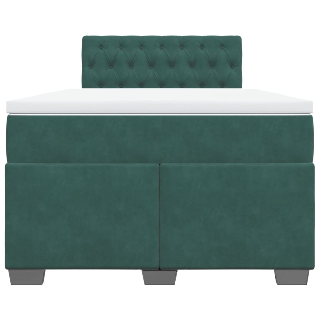 Boxspring met matras fluweel donkergroen 120x190 cm