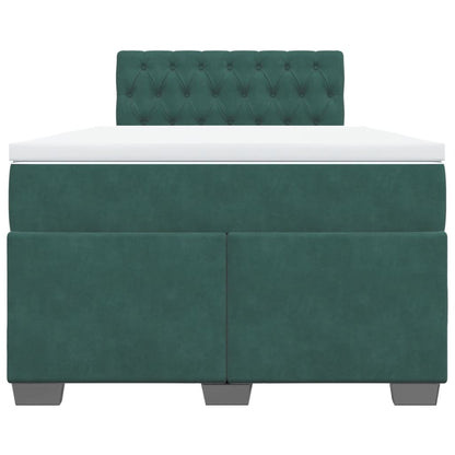 Boxspring met matras fluweel donkergroen 120x190 cm