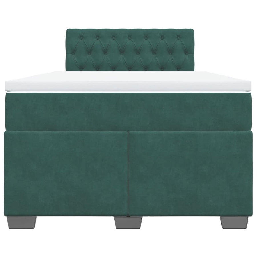 Boxspring met matras fluweel donkergroen 120x190 cm