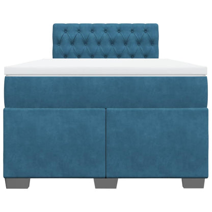 Boxspring met matras fluweel blauw 120x190 cm