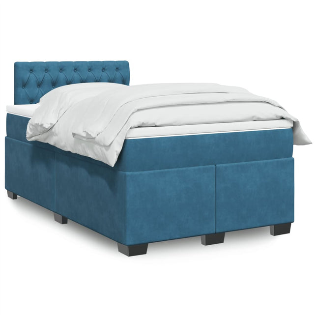 Boxspring met matras fluweel blauw 120x190 cm