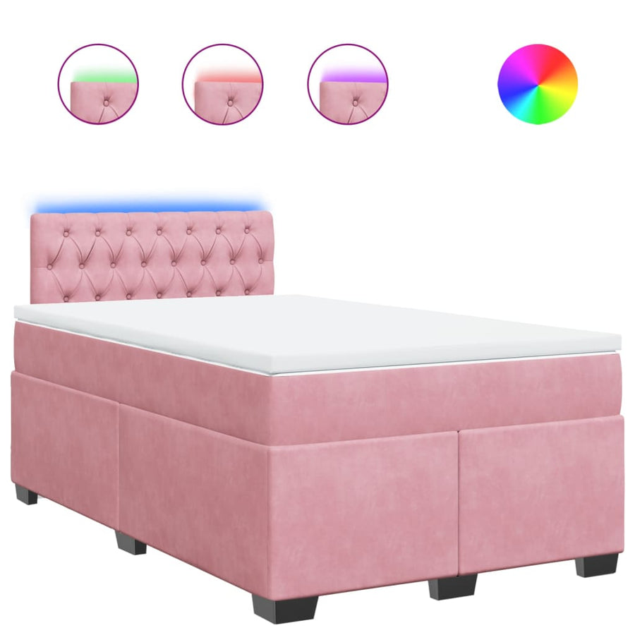 Boxspring met matras fluweel roze 120x190 cm
