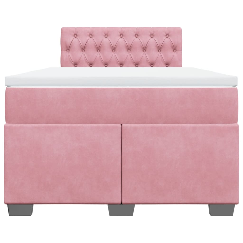 Boxspring met matras fluweel roze 120x190 cm
