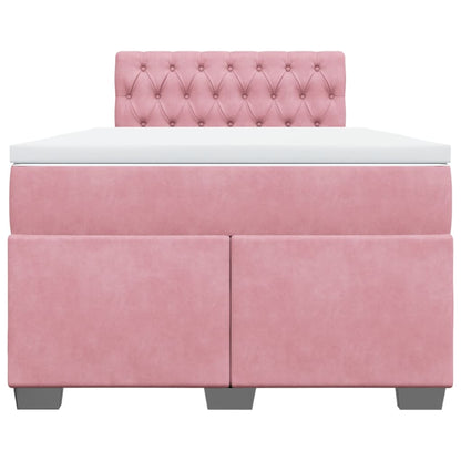 Boxspring met matras fluweel roze 120x190 cm