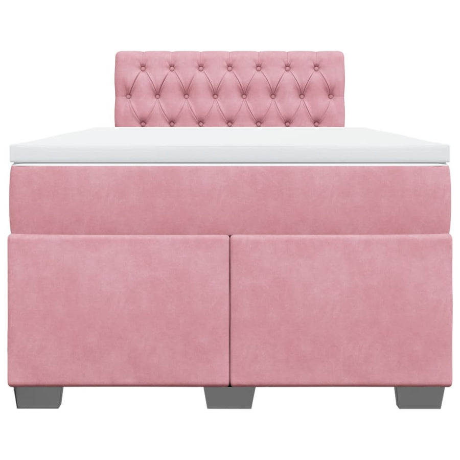 Boxspring met matras fluweel roze 120x190 cm