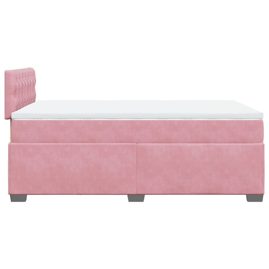 Boxspring met matras fluweel roze 120x190 cm