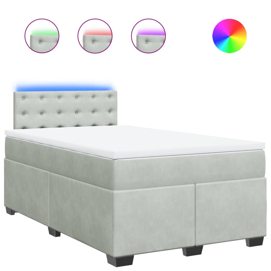 Boxspring met matras fluweel lichtgrijs 120x190 cm