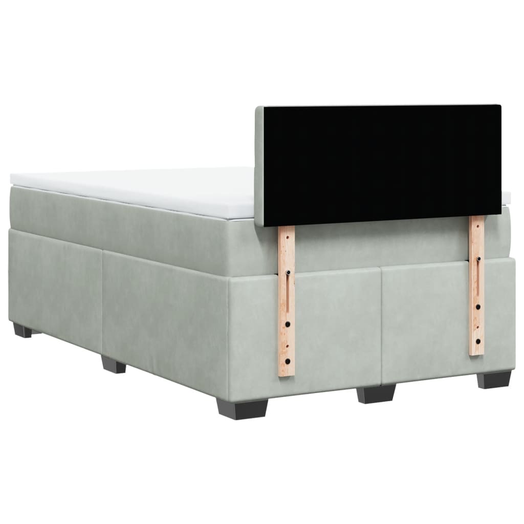Boxspring met matras fluweel lichtgrijs 120x190 cm