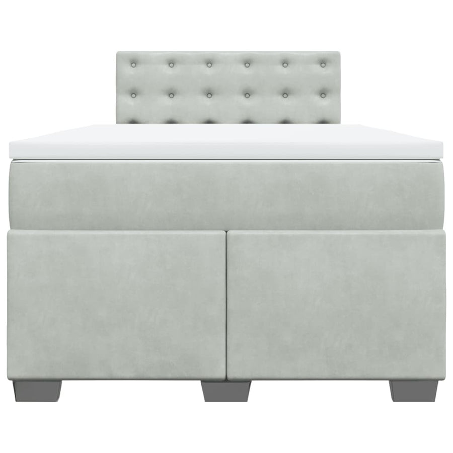 Boxspring met matras fluweel lichtgrijs 120x190 cm