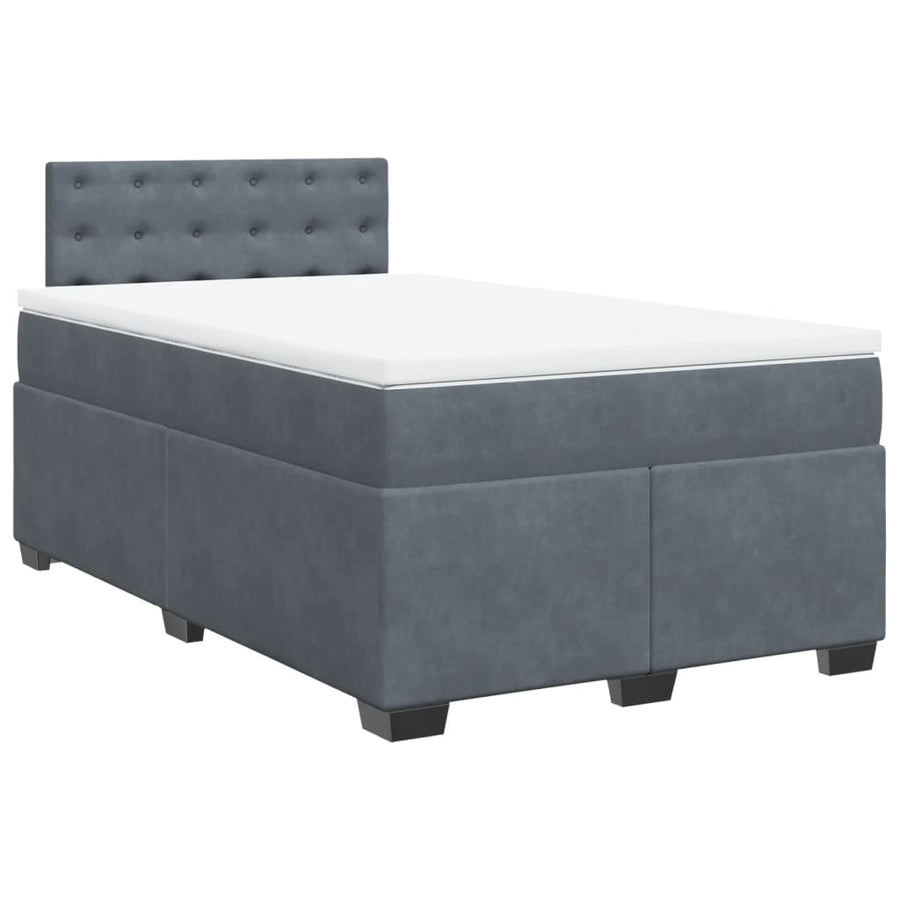 Boxspring met matras fluweel donkergrijs 120x190 cm