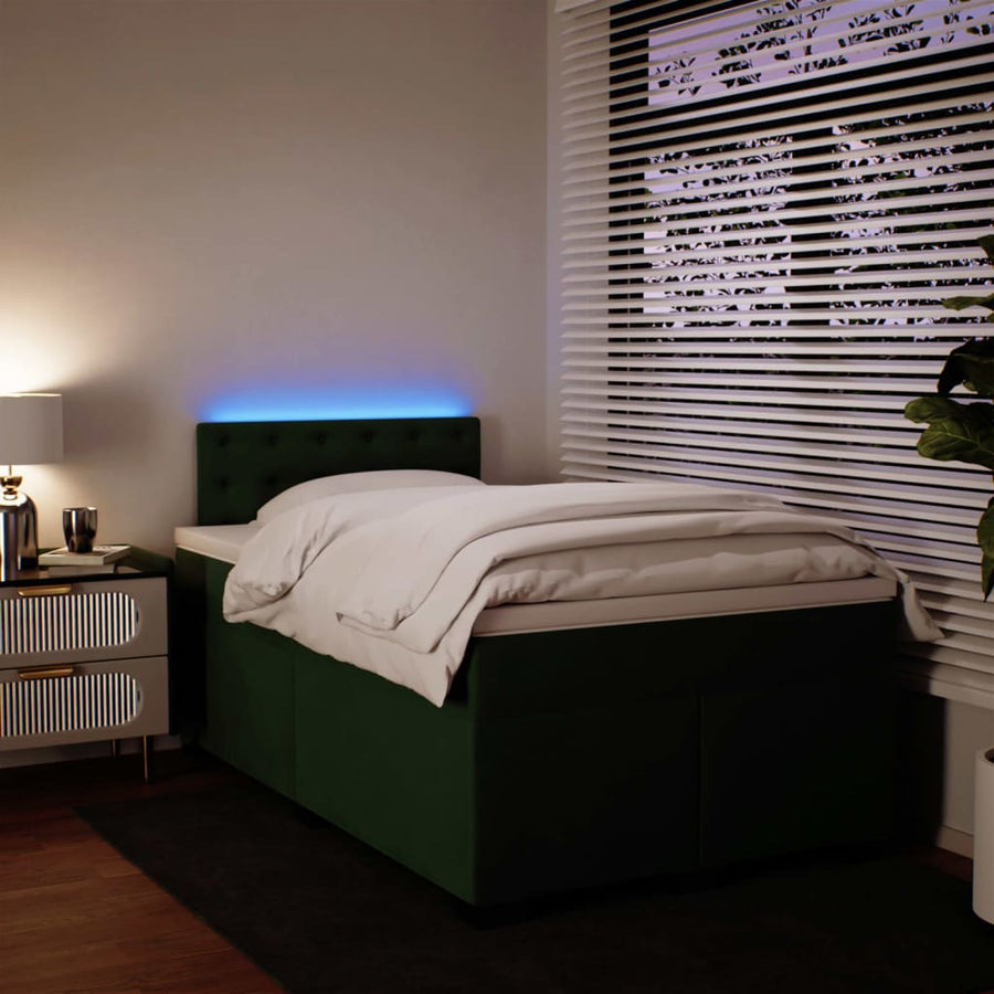 Boxspring met matras fluweel donkergroen 120x190 cm