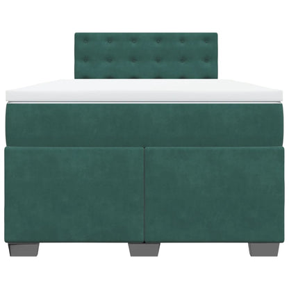 Boxspring met matras fluweel donkergroen 120x190 cm