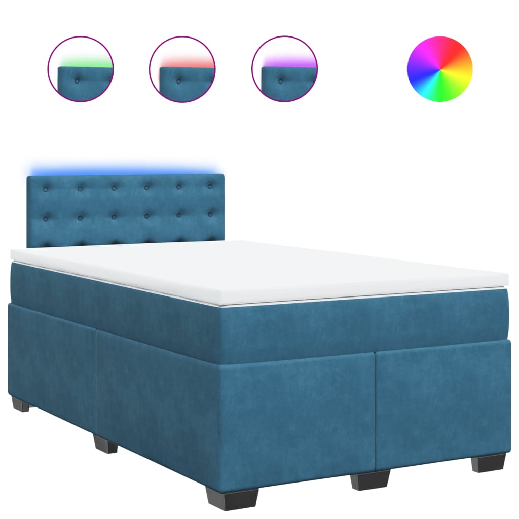 Boxspring met matras fluweel blauw 120x190 cm