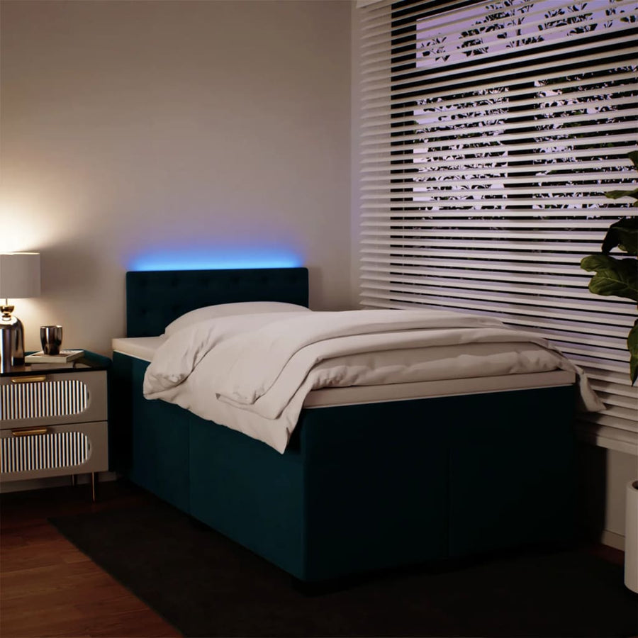 Boxspring met matras fluweel blauw 120x190 cm