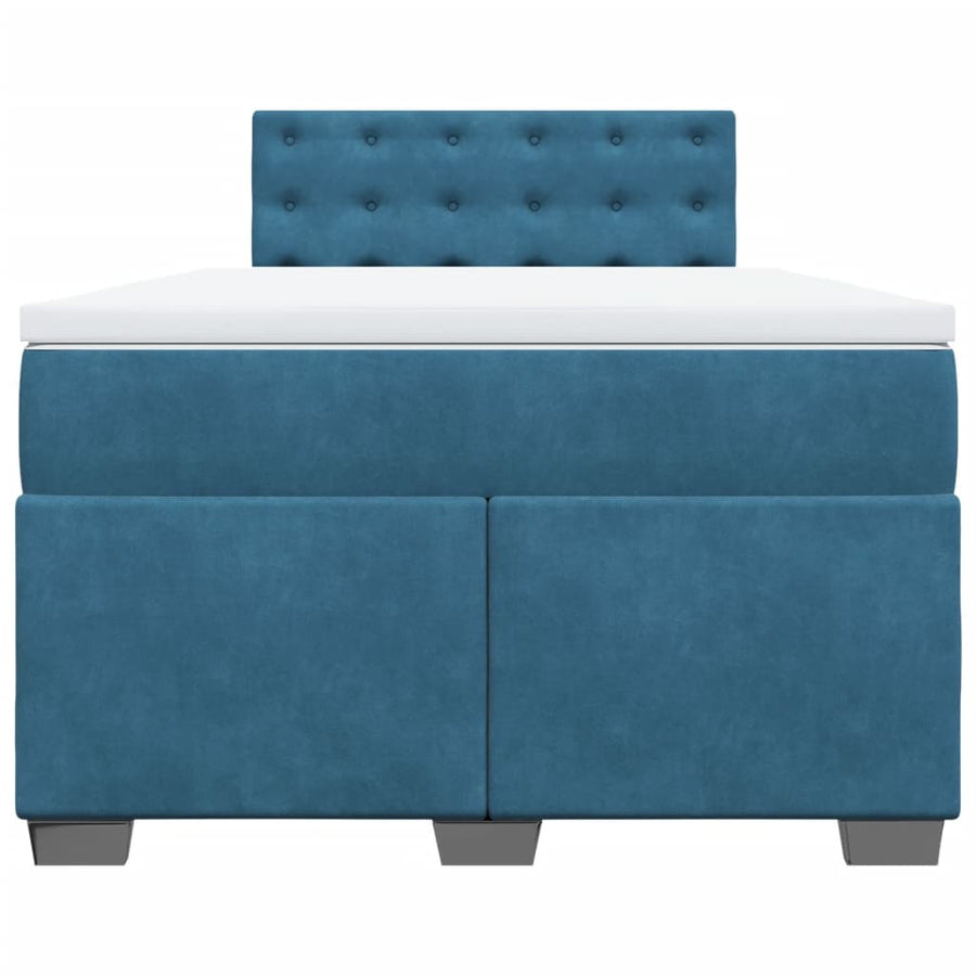 Boxspring met matras fluweel blauw 120x190 cm