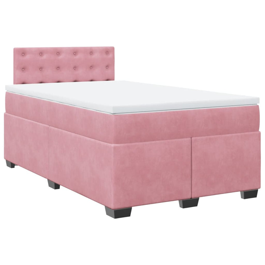 Boxspring met matras fluweel roze 120x190 cm