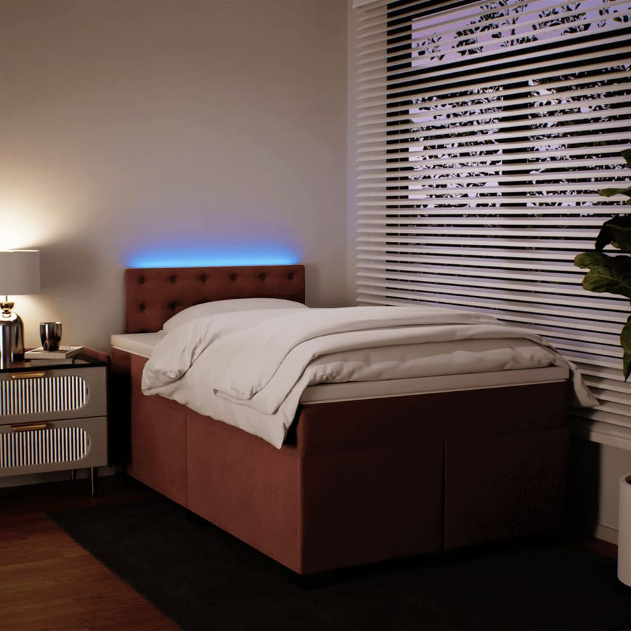 Boxspring met matras fluweel roze 120x190 cm