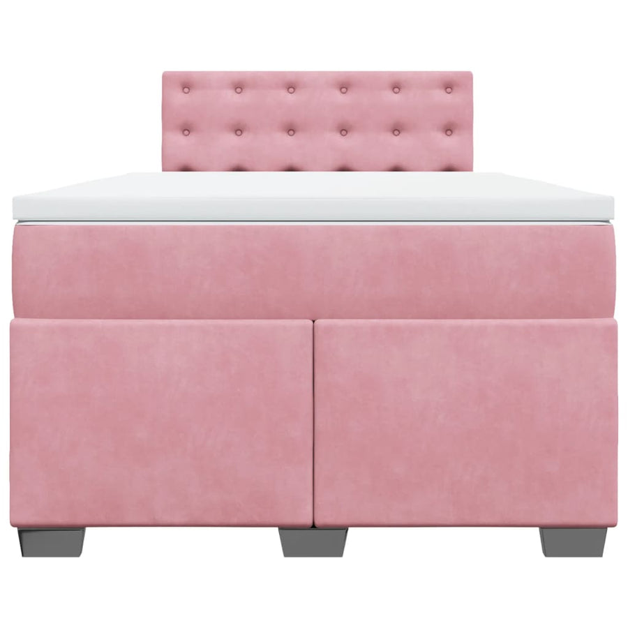 Boxspring met matras fluweel roze 120x190 cm