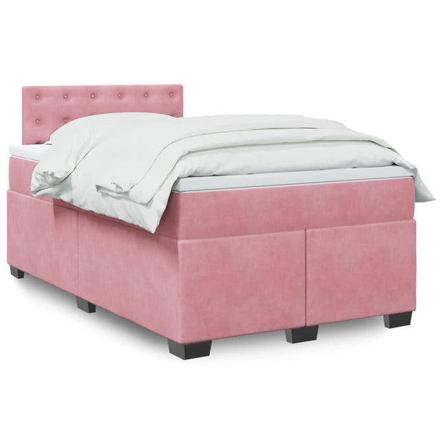 Boxspring met matras fluweel roze 120x190 cm