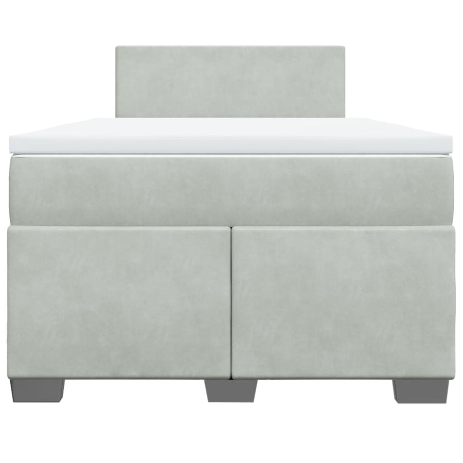 Boxspring met matras fluweel lichtgrijs 120x200 cm