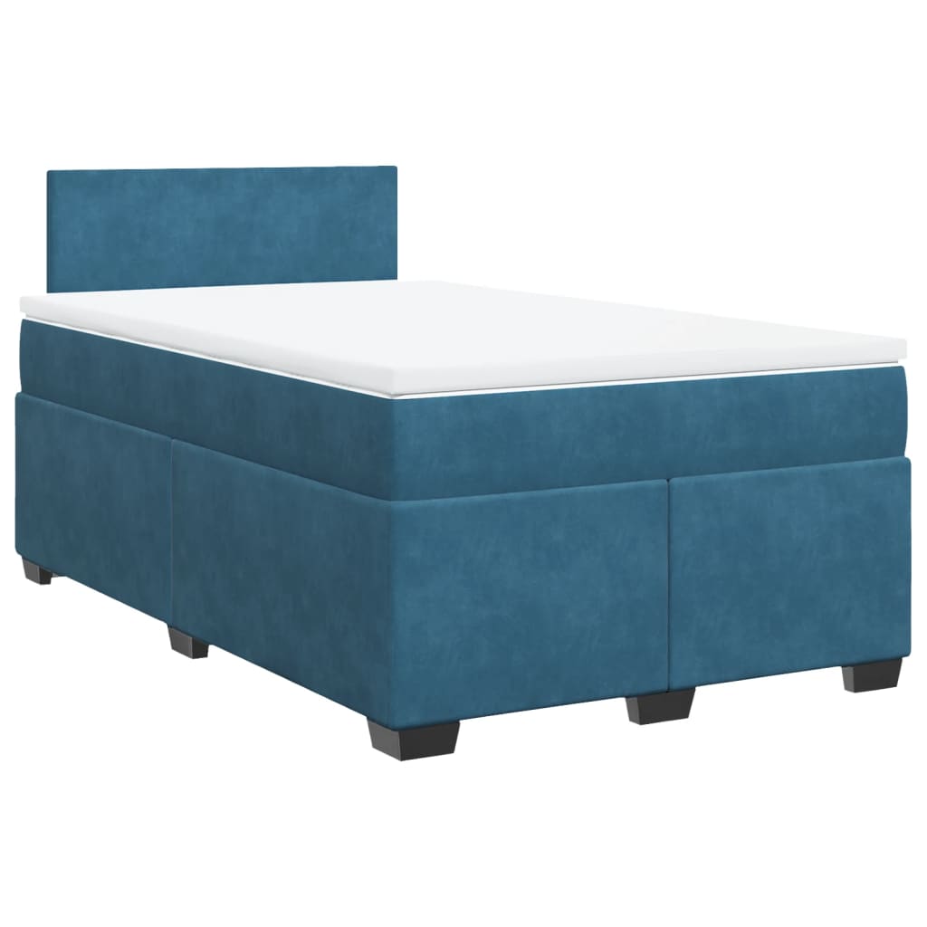 Boxspring met matras fluweel blauw 120x200 cm