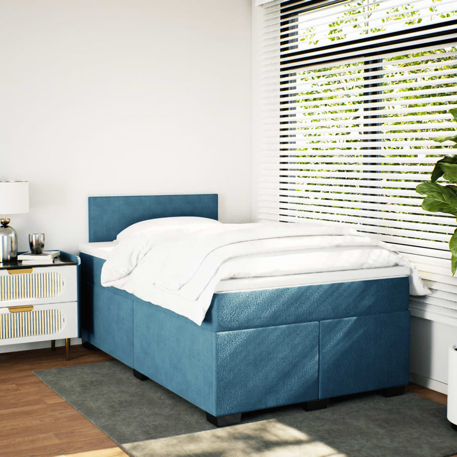 Boxspring met matras fluweel blauw 120x200 cm