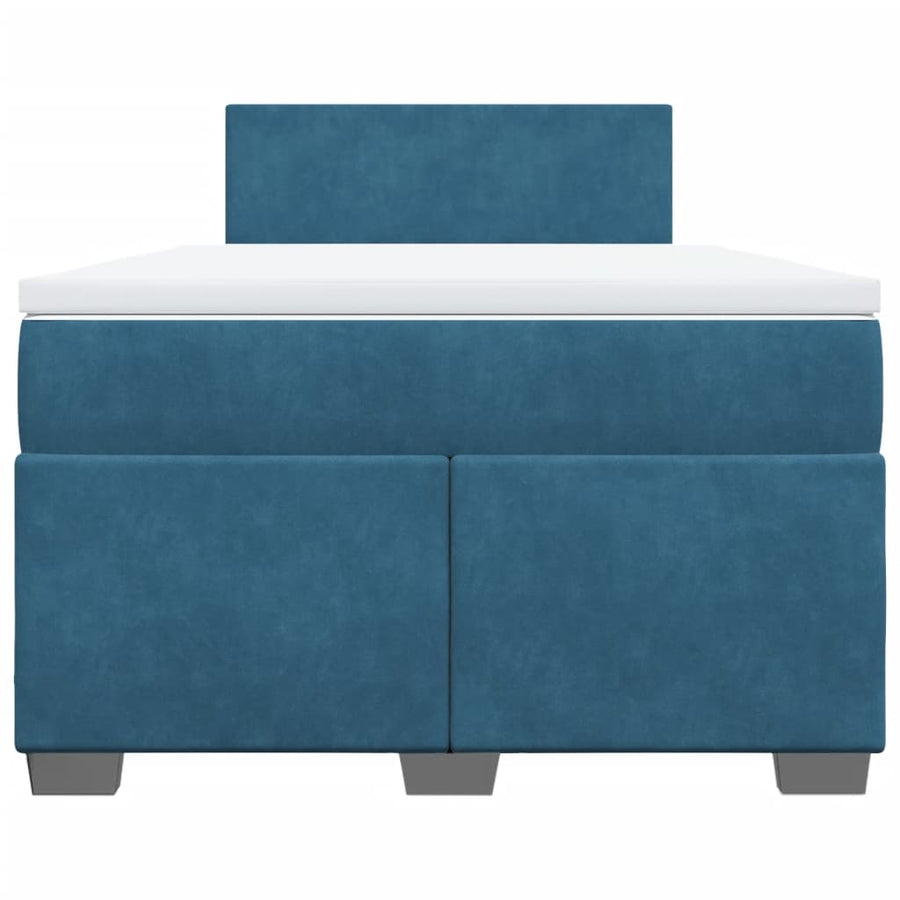 Boxspring met matras fluweel blauw 120x200 cm