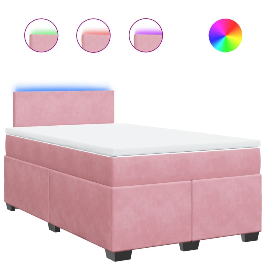 Boxspring met matras fluweel roze 120x200 cm