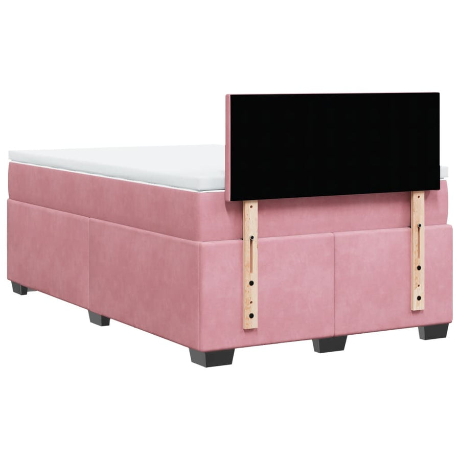 Boxspring met matras fluweel roze 120x200 cm