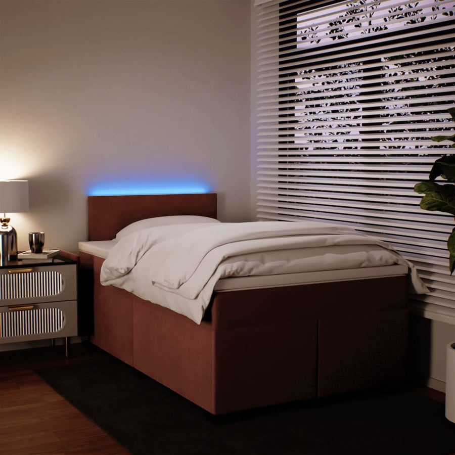Boxspring met matras fluweel roze 120x200 cm